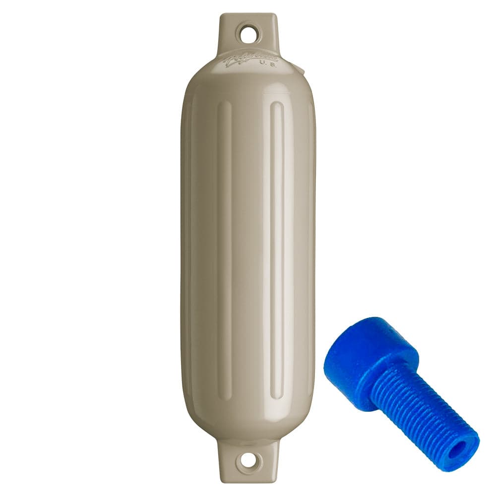 Polyform G-3 Twin Eye Fender 5.5" x 19" - Sand w/Adapter [G-3-SAND] - Twin Screws Marine Service