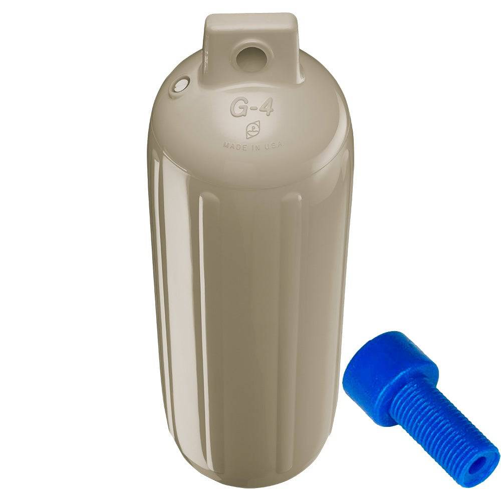Polyform G-4 Twin Eye Fender 6.5" x 22" - Sand w/Adapter [G-4-SAND] - Twin Screws Marine Service