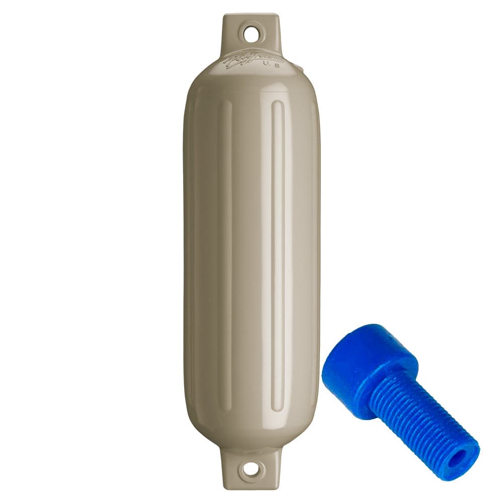 Polyform G-4 Twin Eye Fender 6.5" x 22" - Sand w/Adapter [G-4-SAND] - Twin Screws Marine Service