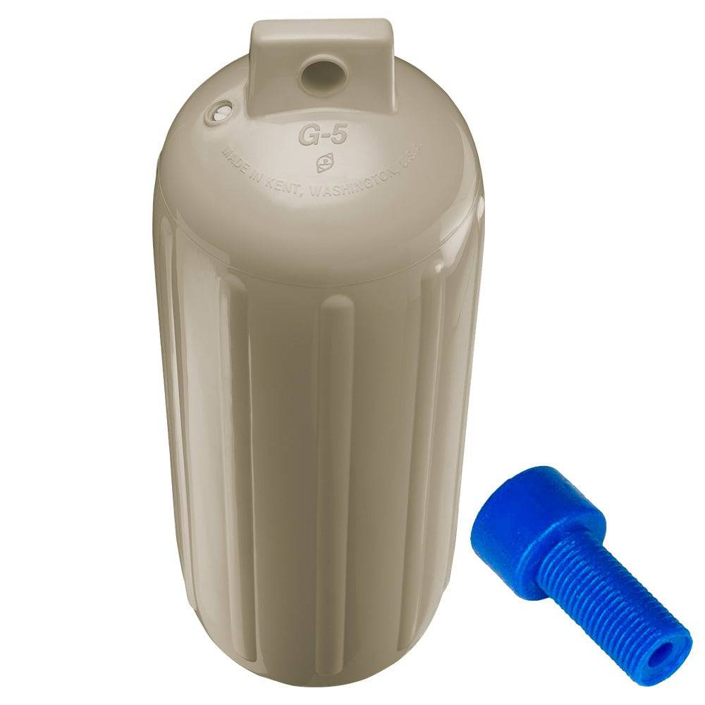 Polyform G-5 Twin Eye Fender 8.8" x 26.8" - Sand w/Adapter [G-5-SAND] - Twin Screws Marine Service