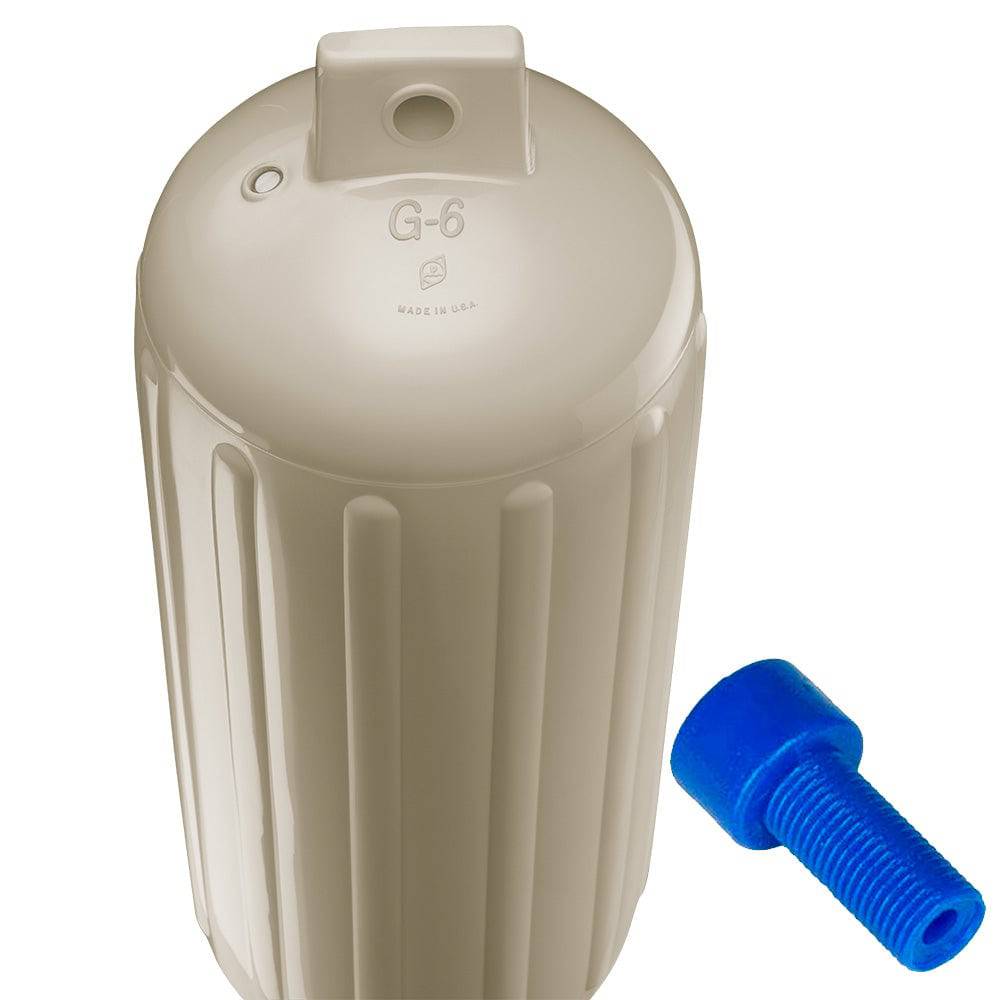 Polyform G-6 Twin Eye Fender 11" x 30" - Sand w/Adapter [G-6-SAND] - Twin Screws Marine Service