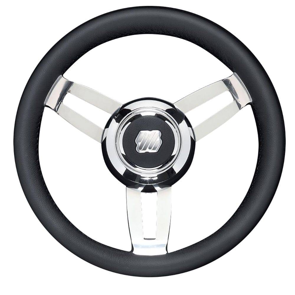 Uflex Morosini 13.8" Steering Wheel - Black Polyurethane w/Stainless Steel Spokes  Chrome Hub [MOROSINI U/CH/B] - Twin Screws Marine Service