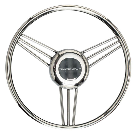 Uflex V27 13.8" Steering Wheel - Stainless Steel Grip  Spokes [V27] - Twin Screws Marine Service
