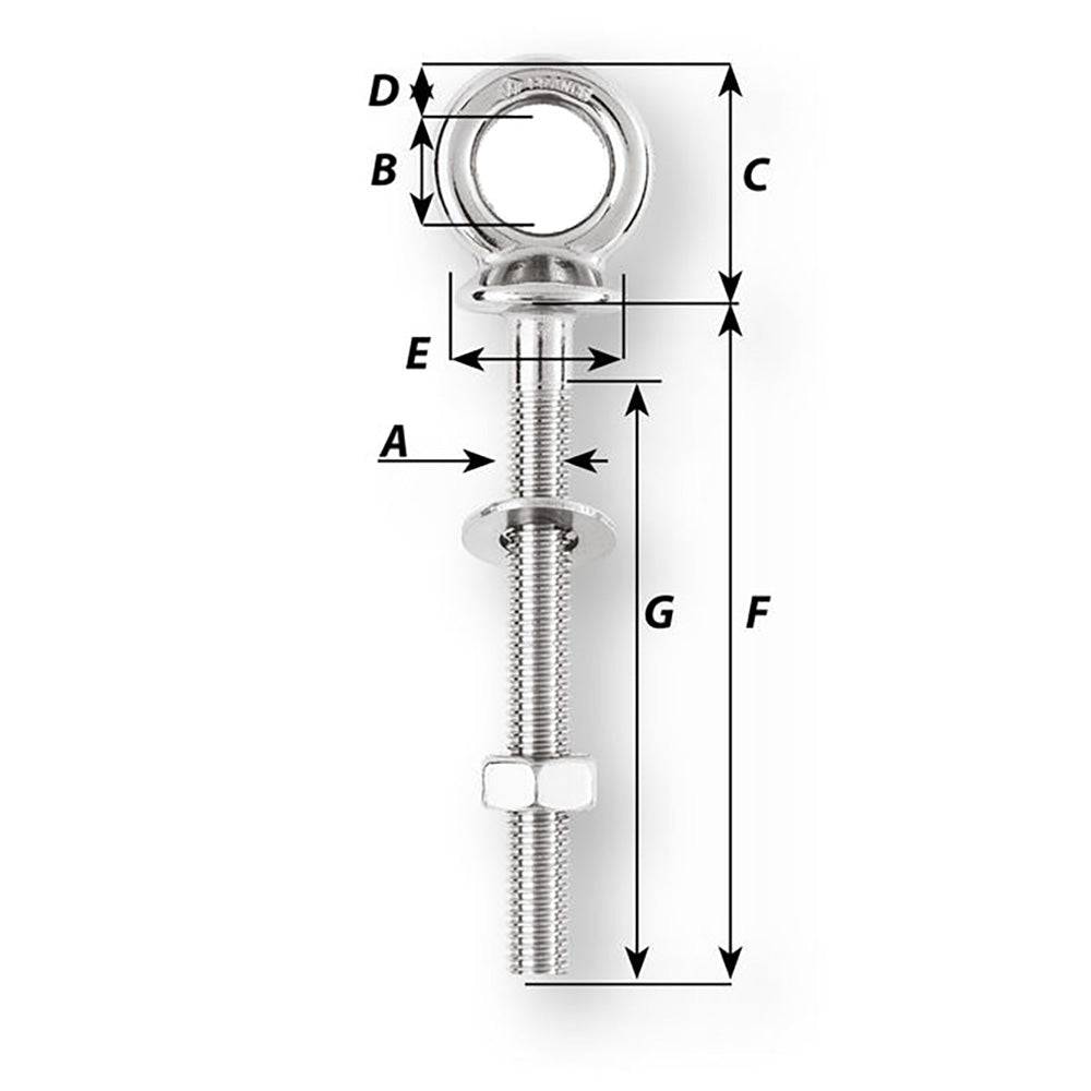 Wichard Eye Bolt - Diameter 15/32" - Length 1-9/16" [06490] - Twin Screws Marine Service