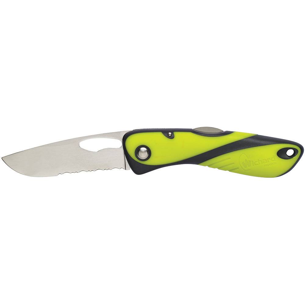 Wichard Offshore Knife - Single Serrated Blade - Fluorescent [10112] - Twin Screws Marine Service