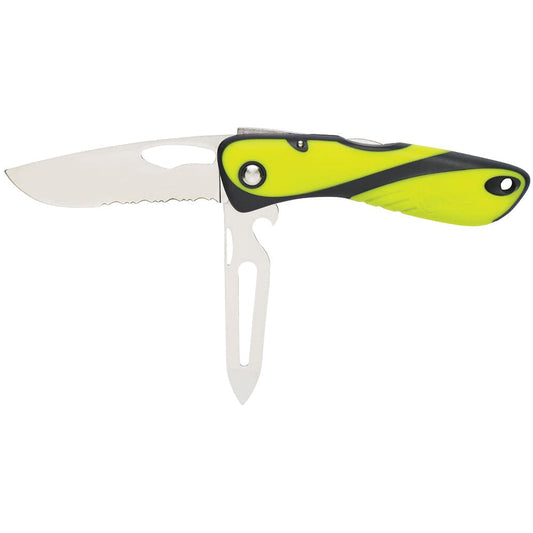Wichard Offshore Knife - Serrated Blade - Shackler/Spike - Fluorescent [10122] - Twin Screws Marine Service