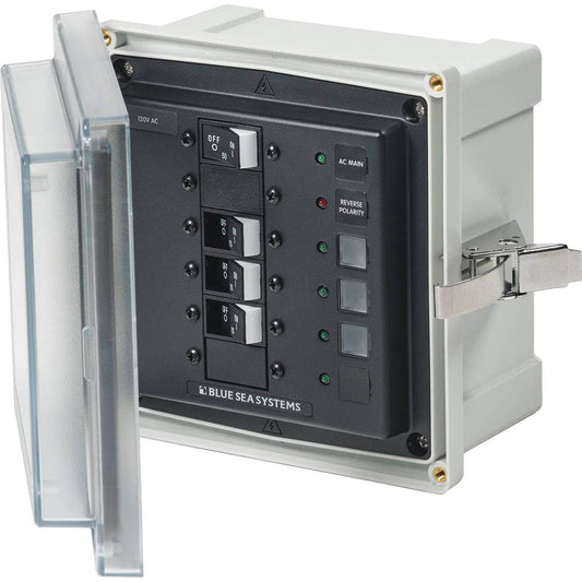Blue Sea 3130 - SMS Panel Enclosure w/Main  3 Branch (15A) - 120V AC [3130] - Twin Screws Marine Service