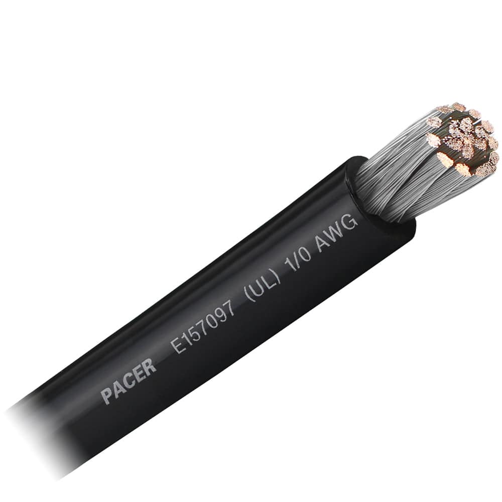 Pacer Black 1/0 AWG Battery Cable - Sold By The Foot [WUL1/0BK-FT] - Twin Screws Marine Service