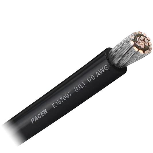 Pacer Black 1/0 AWG Battery Cable - Sold By The Foot [WUL1/0BK-FT] - Twin Screws Marine Service