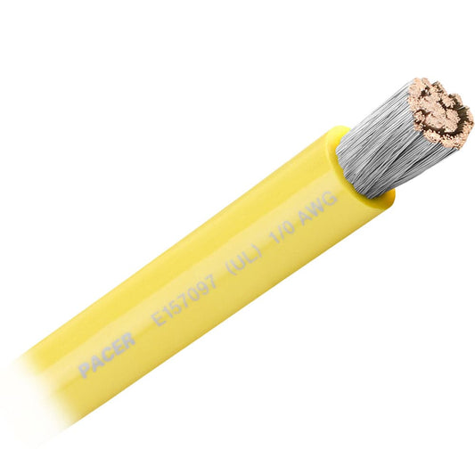 Pacer Yellow 1/0 AWG Battery Cable - Sold By The Foot [WUL1/0YL-FT] - Twin Screws Marine Service