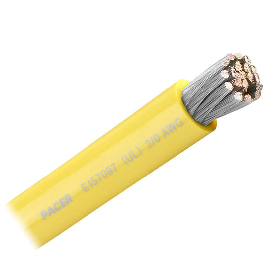 Pacer Yellow 2/0 AWG Battery Cable - Sold By The Foot [WUL2/0YL-FT] - Twin Screws Marine Service
