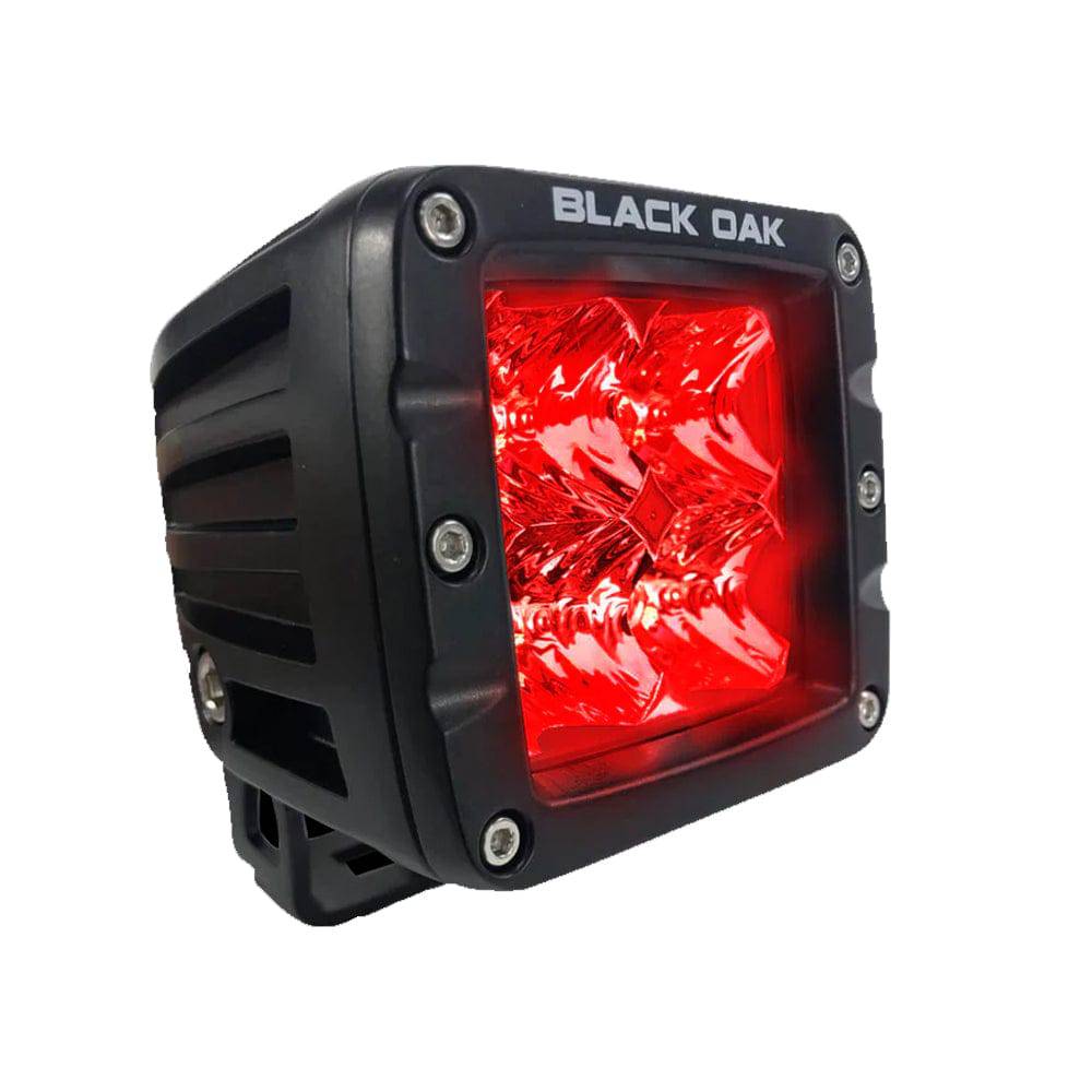 Black Oak 2" Red LED Predator Hunting Pod Light - Flood Optics - Black Housing - Pro Series 3.0 [2R-POD3OS] - Twin Screws Marine Service