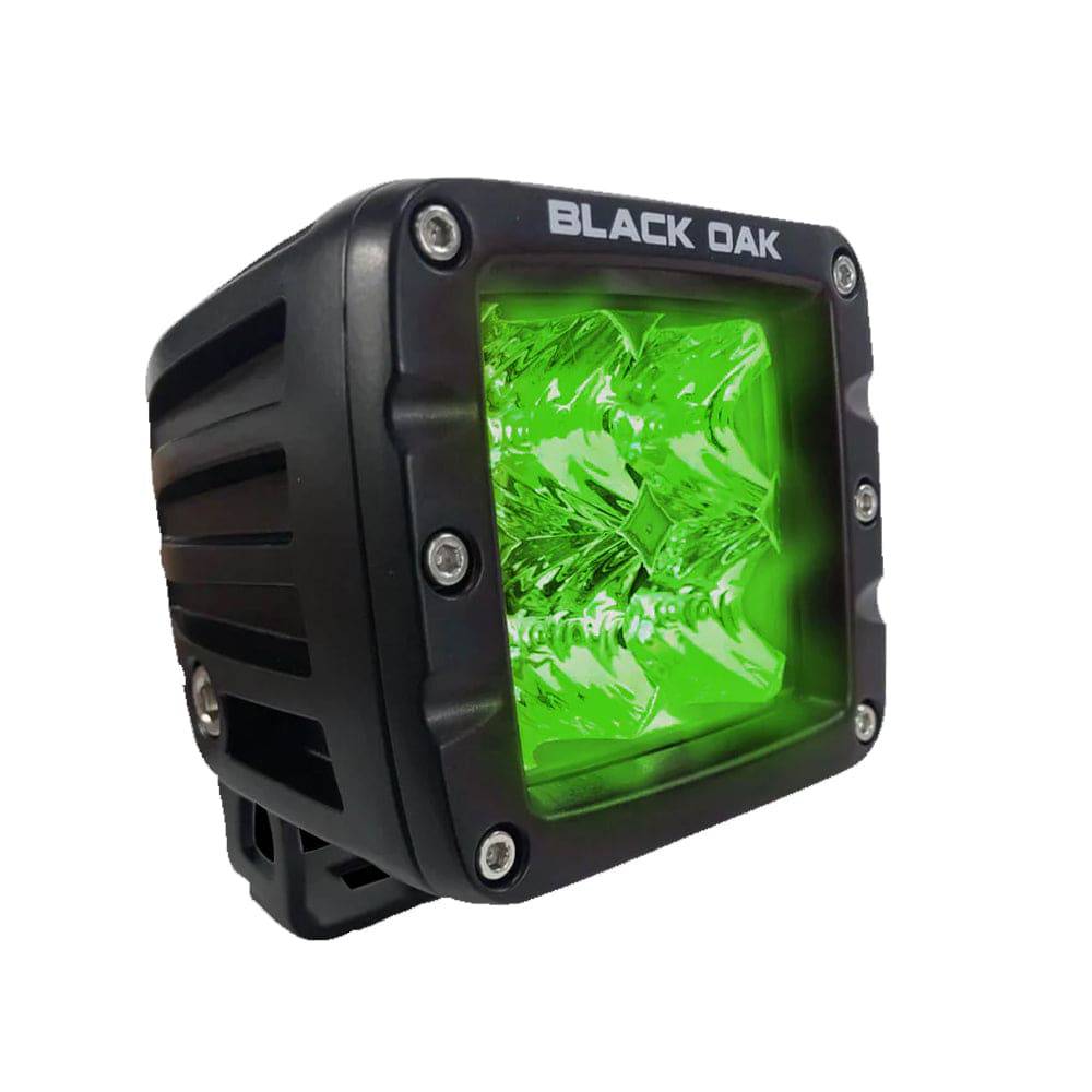 Black Oak 2" Green LED Hog Hunting Pod Light - Flood Optics - Black Housing - Pro Series 3.0 [2G-POD3OS] - Twin Screws Marine Service