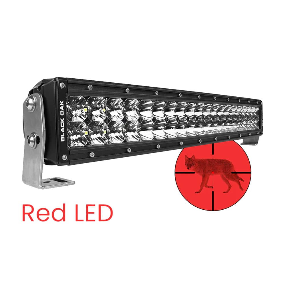 Black Oak 20" Curved Double Row Red LED Predator Hunting Light Bar - Combo Optics - Black Housing - Pro Series 3.0 [20CR-D3OS] - Twin Screws Marine Service