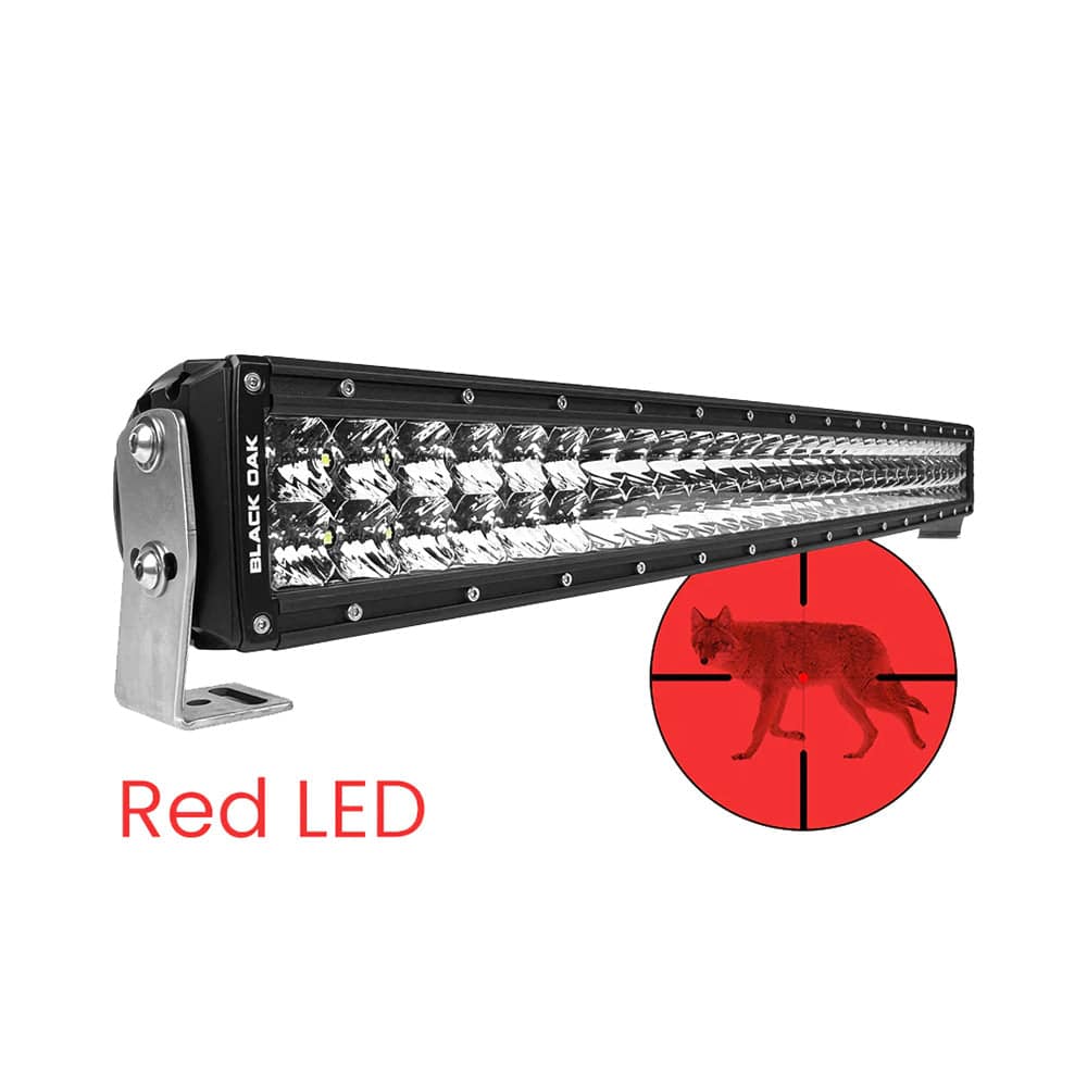 Black Oak 30" Curved Double Row Red LED Predator Hunting Light Bar - Combo Optics - Black Housing - Pro Series 3.0 [30CR-D3OS] - Twin Screws Marine Service