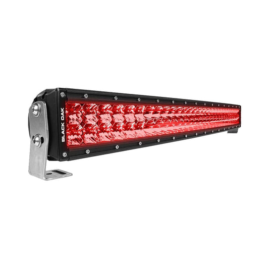 Black Oak 30" Curved Double Row Red LED Predator Hunting Light Bar - Combo Optics - Black Housing - Pro Series 3.0 [30CR-D3OS] - Twin Screws Marine Service