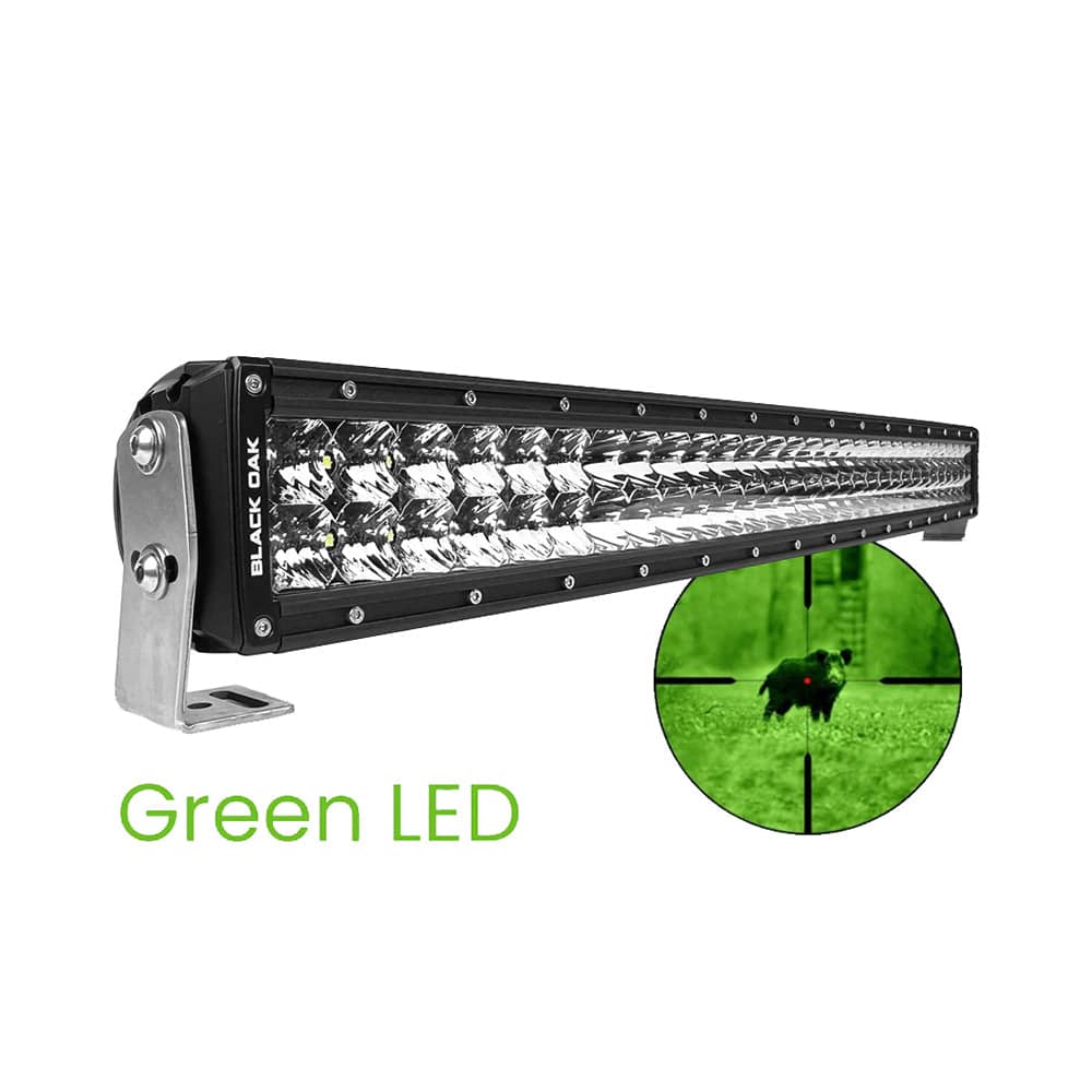 Black Oak 30" Curved Double Row Green LED Hog Hunting Light Bar - Combo Optics - Black Housing - Pro Series 3.0 [30CG-D3OS] - Twin Screws Marine Service