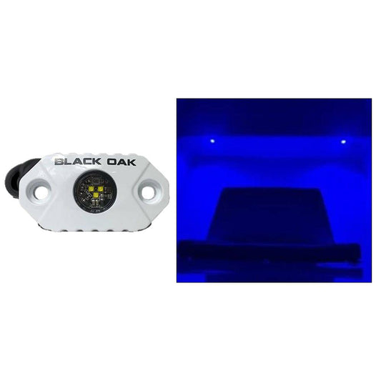 Black Oak Rock Accent Light - Blue LEDs - White Housing [MAL-B] - Twin Screws Marine Service