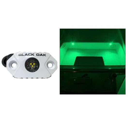 Black Oak Rock Accent Light - Green LEDs - White Housing [MAL-G] - Twin Screws Marine Service