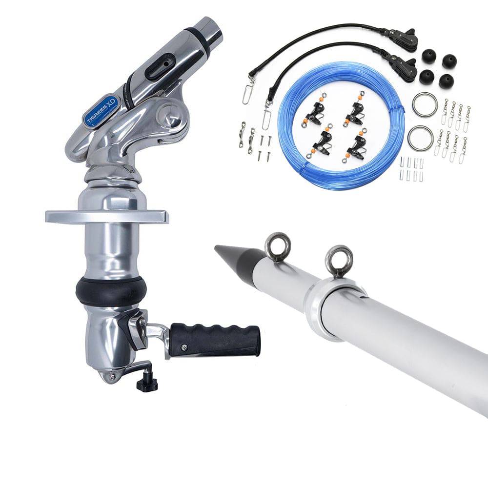 Tigress XD Crank Top Mount System - 18 - Silver Outriggers Pro Series Double Rigging Kit [88825-2] - Twin Screws Marine Service