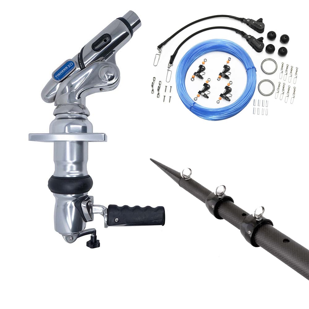 Tigress XD Crank Top Mount System - 18 - Carbon Fiber XD Black/Black Outriggers Pro Series Double Rigging Kit [88679-02] - Twin Screws Marine Service