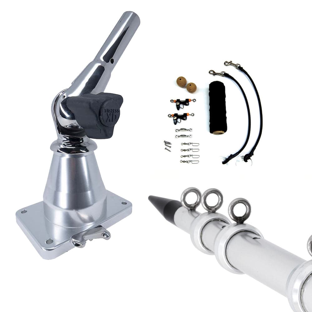 Tigress XD Bay Series Top Mount System - 15 - Aluminum Silver Outriggers Deluxe Rigging Kit [88823-2] - Twin Screws Marine Service