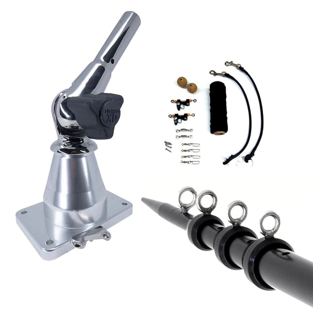 Tigress XD Bay Series Top Mount System - 15 - Aluminum Black Outriggers Deluxe Rigging Kit [88823-3] - Twin Screws Marine Service