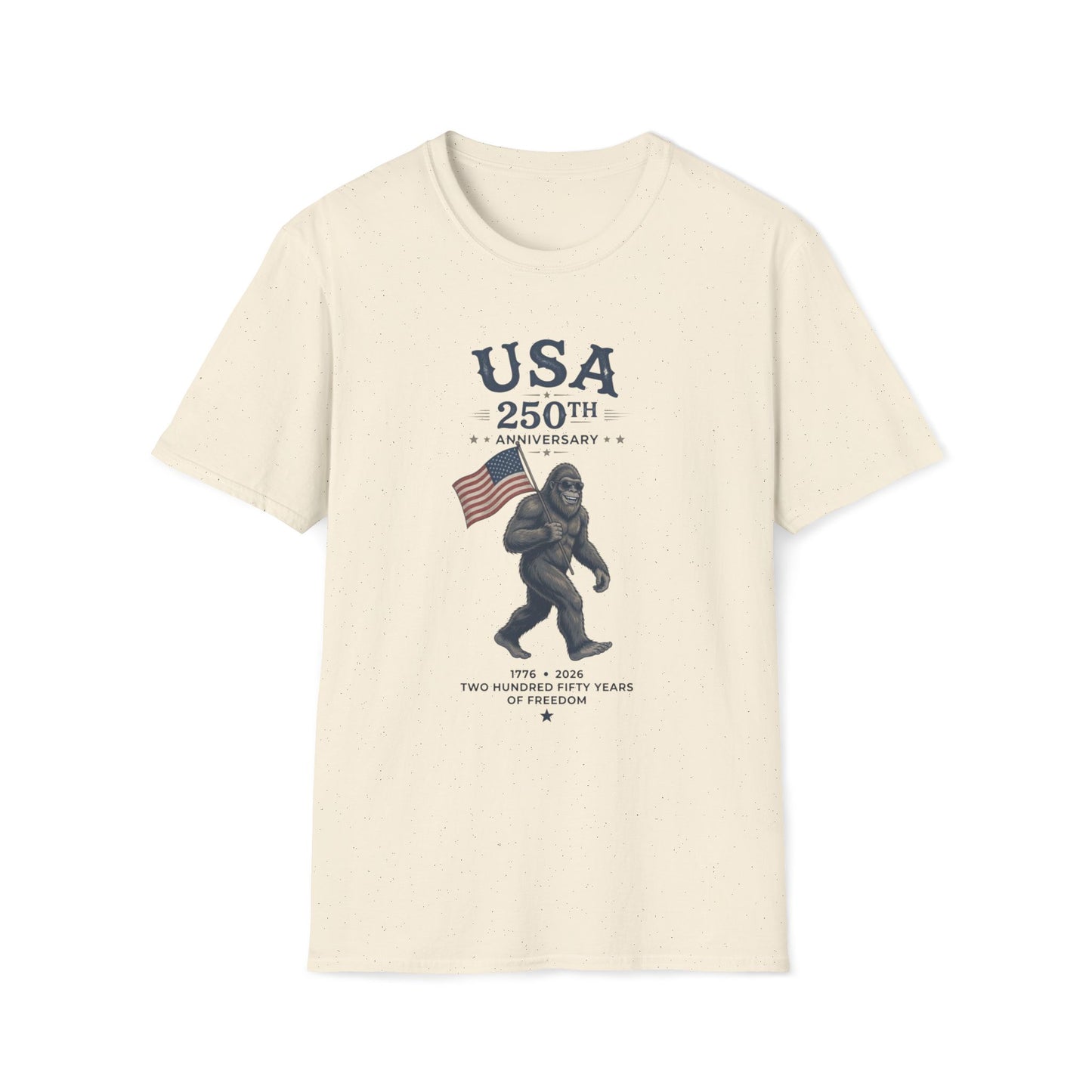 USA 250th Anniversary T-Shirt — Patriotic Bigfoot Flag Graphic Tee