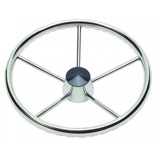 Schmitt Marine 170 Finger Grip Destroyer 5-Spoke 15.5" Stainless Steel Cap 3/4" Tapered Shaft w/Knob [1731521FGK-R] - Twin Screws Marine Service