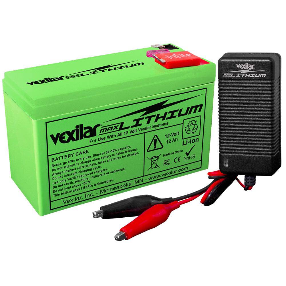 Vexilar 12V - 12 AH MAX Lithium Battery w/V-420L Rapid Charger [V-220L] - Twin Screws Marine Service