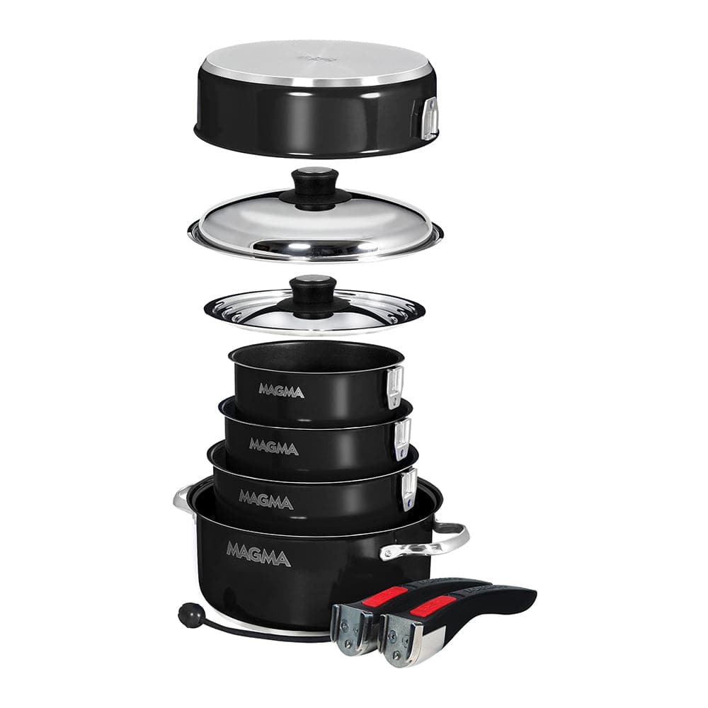 Magma Nestable 10 Piece Induction Non-Stick Enamel Finish Cookware Set - Jet Black [A10-366-JB-2-IN] - Twin Screws Marine Service