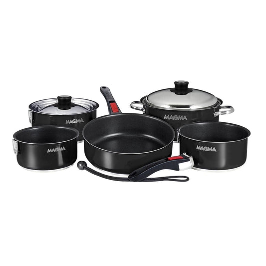 Magma Nestable 10 Piece Induction Non-Stick Enamel Finish Cookware Set - Jet Black [A10-366-JB-2-IN] - Twin Screws Marine Service