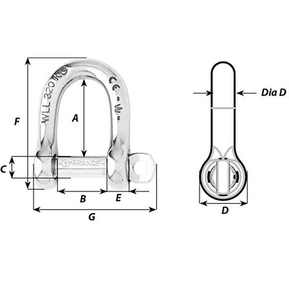 Wichard Not Self-Locking D Shackle - 14mm Diameter - 9/16" [01207] - Twin Screws Marine Service