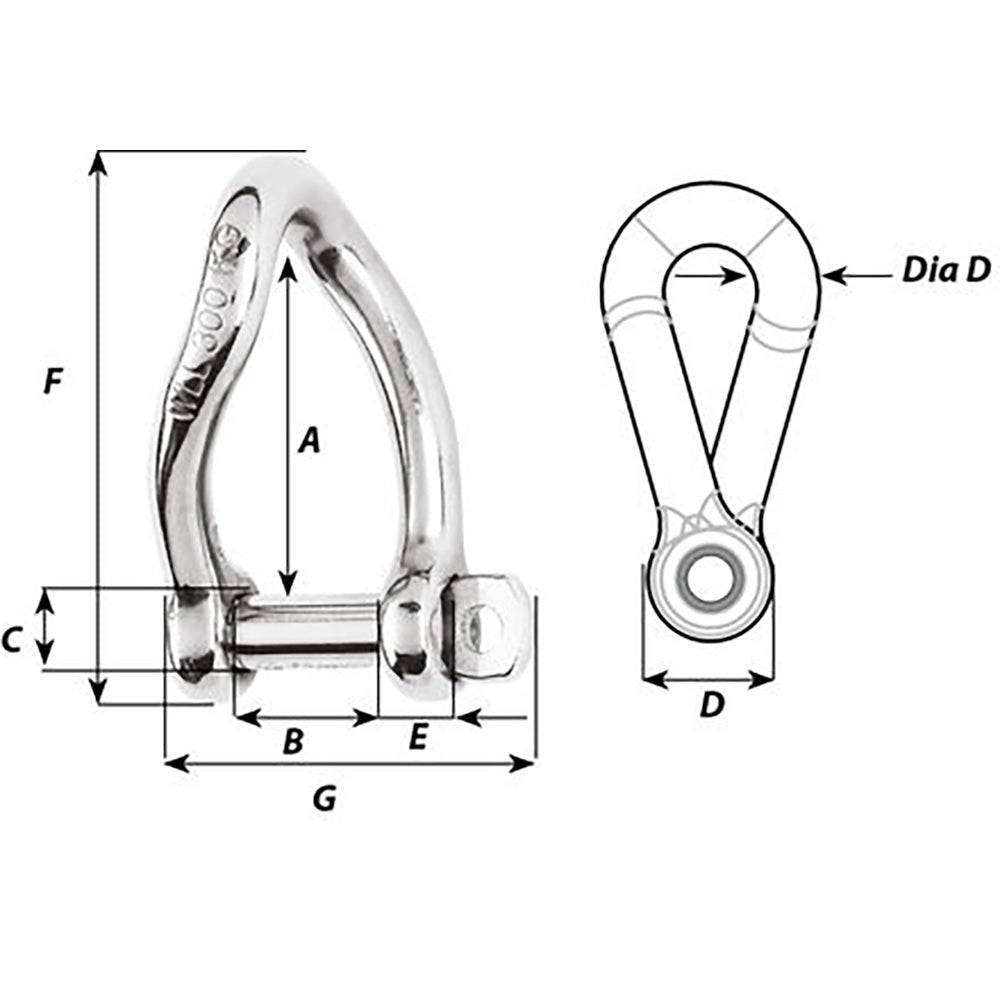 Wichard Self-Locking Twisted Shackle - 10mm Diameter - 13/32" [01225] - Twin Screws Marine Service