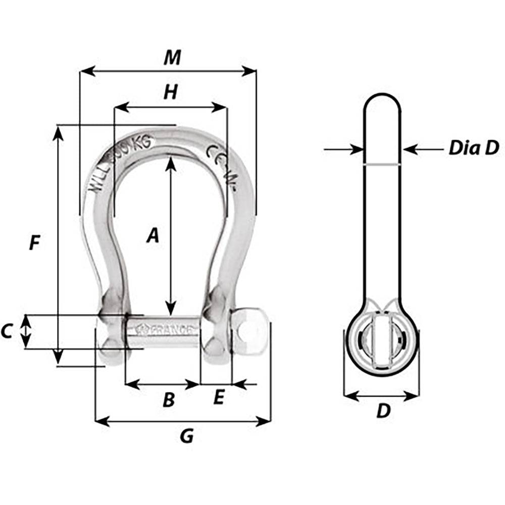 Wichard Not Self-Locking Bow Shackle - 16mm Diameter - 5/8" [01247] - Twin Screws Marine Service