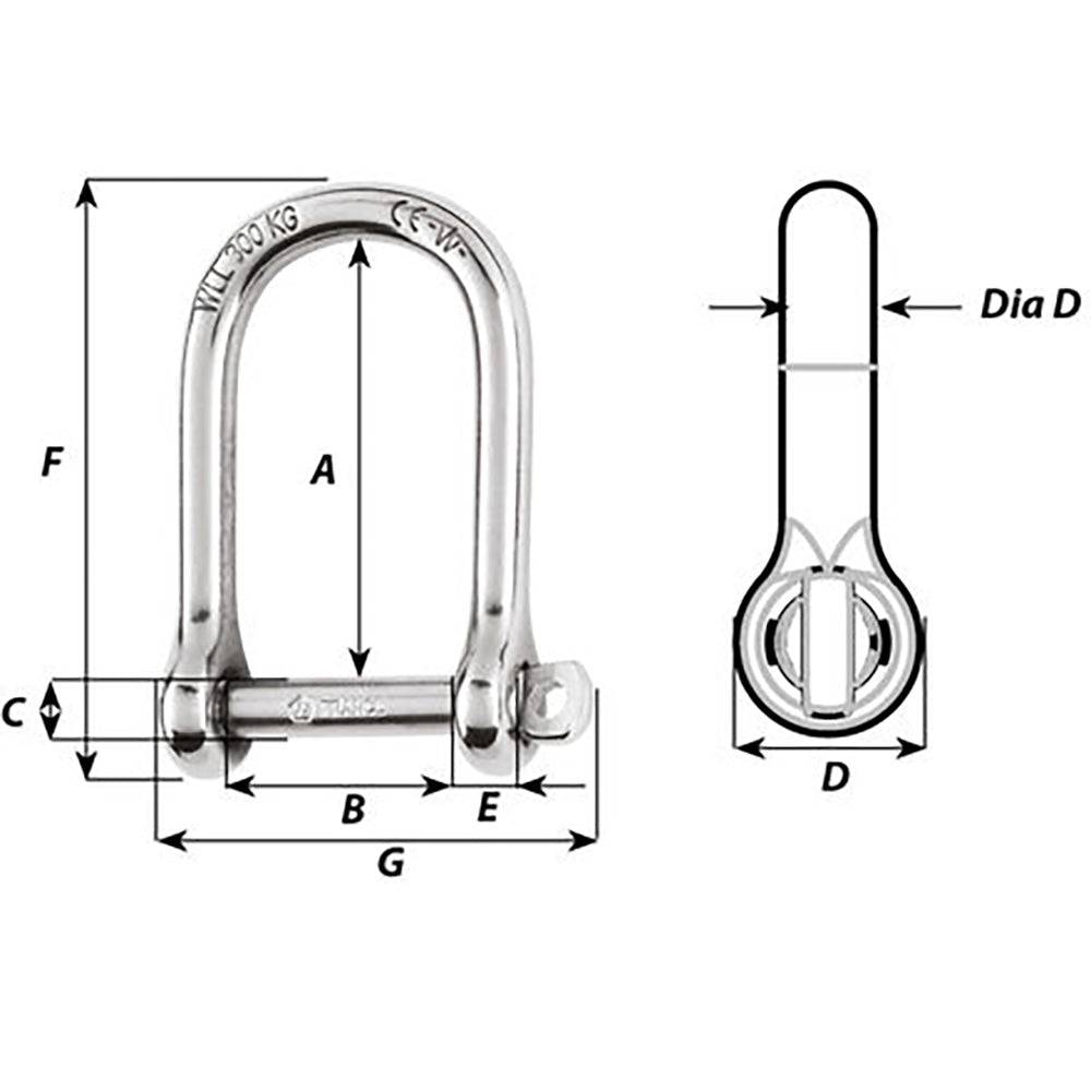 Wichard Self-Locking Large Opening Shackle - 10mm Diameter - 13/32" [01265] - Twin Screws Marine Service