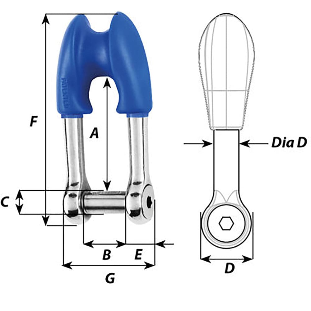 Wichard Thimble Shackle Allen Head Pin - 10mm Diameter - 13/32" [01395] - Twin Screws Marine Service