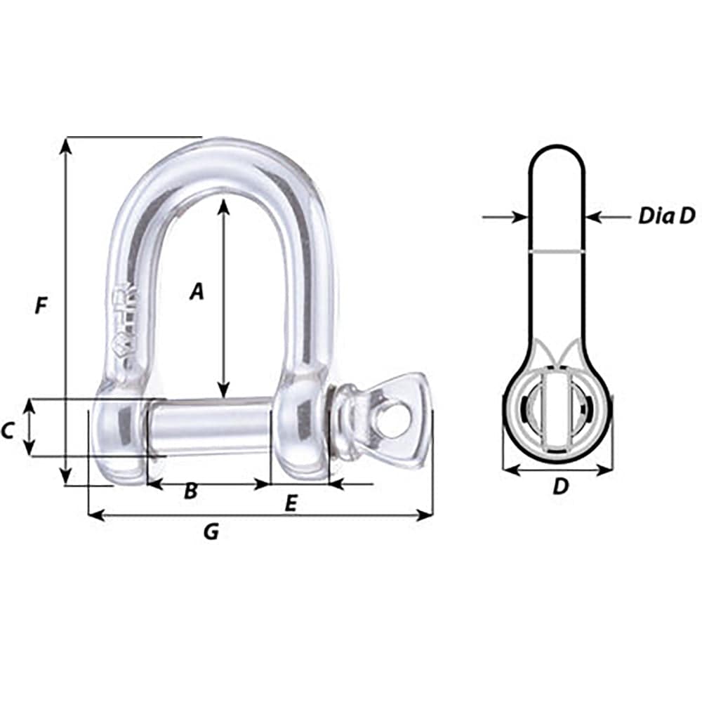 Wichard HR D Shackle - 14mm Diameter - 35/64" [11207] - Twin Screws Marine Service