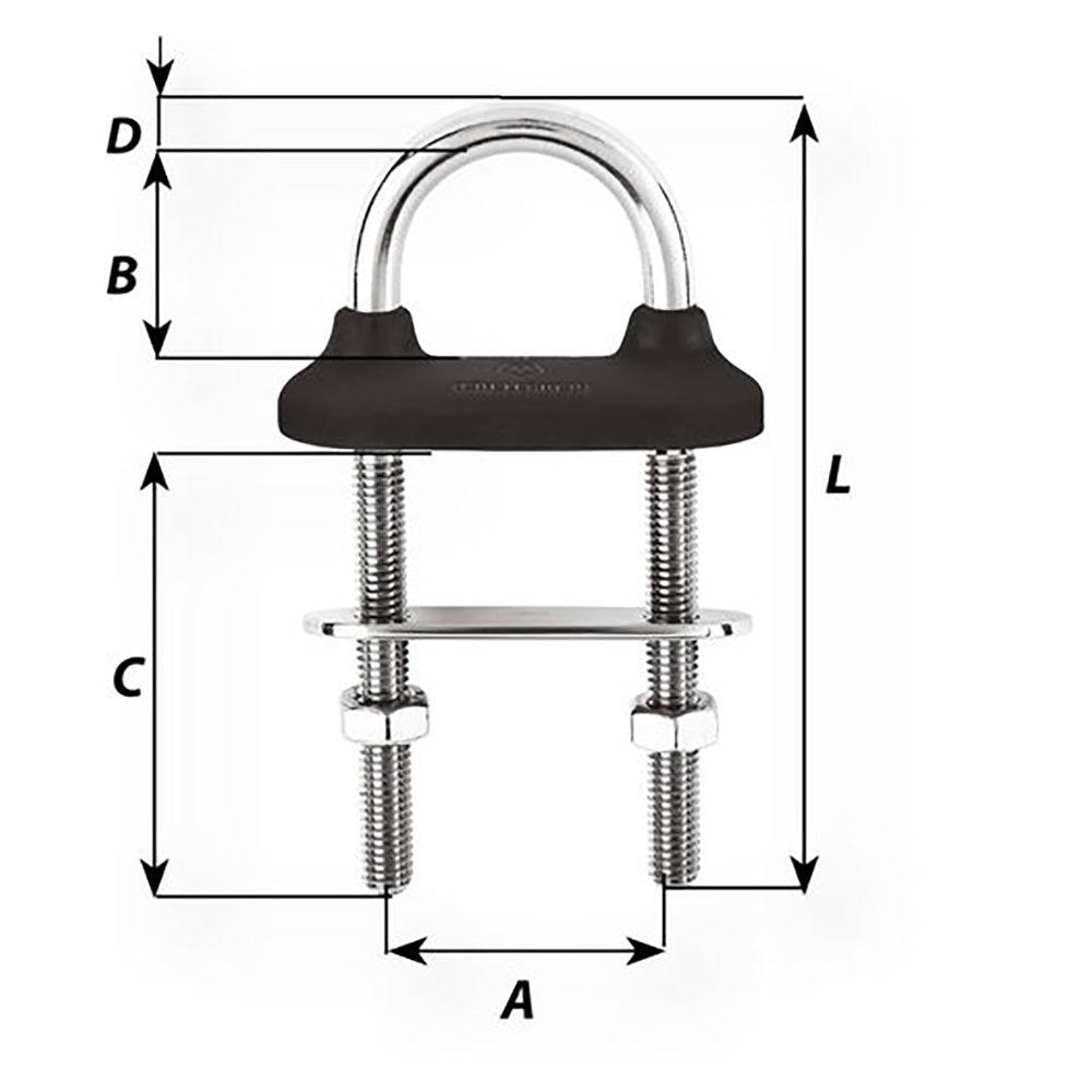 Wichard Black Watertight U-Bolt - 6mm Diameter - 15/64" - 70mm Length - 2-3/4" [65331] - Twin Screws Marine Service