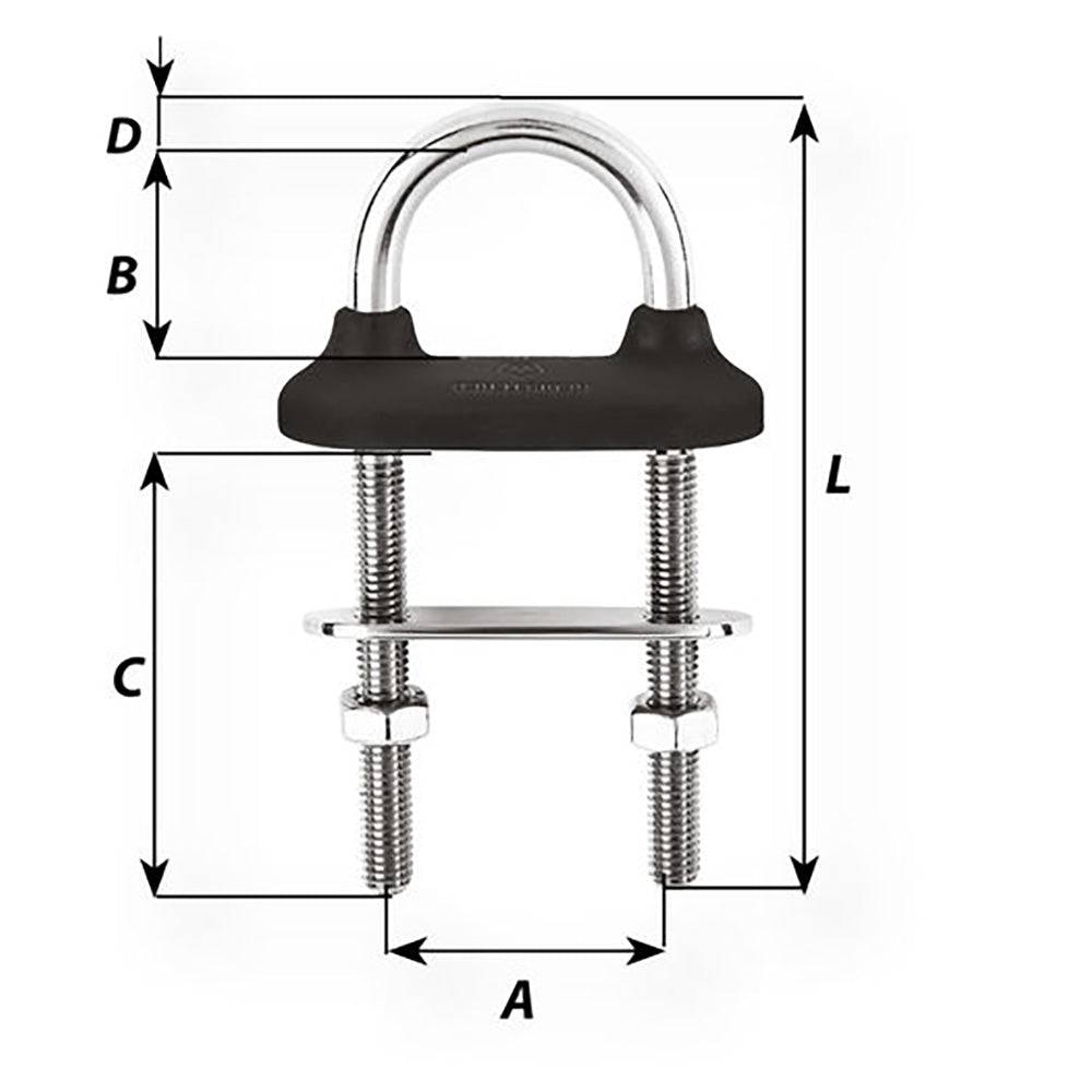 Wichard Black Watertight U-Bolt - 10mm Diameter - 25/64" - 110mm Length - 4-21/64" [65451] - Twin Screws Marine Service