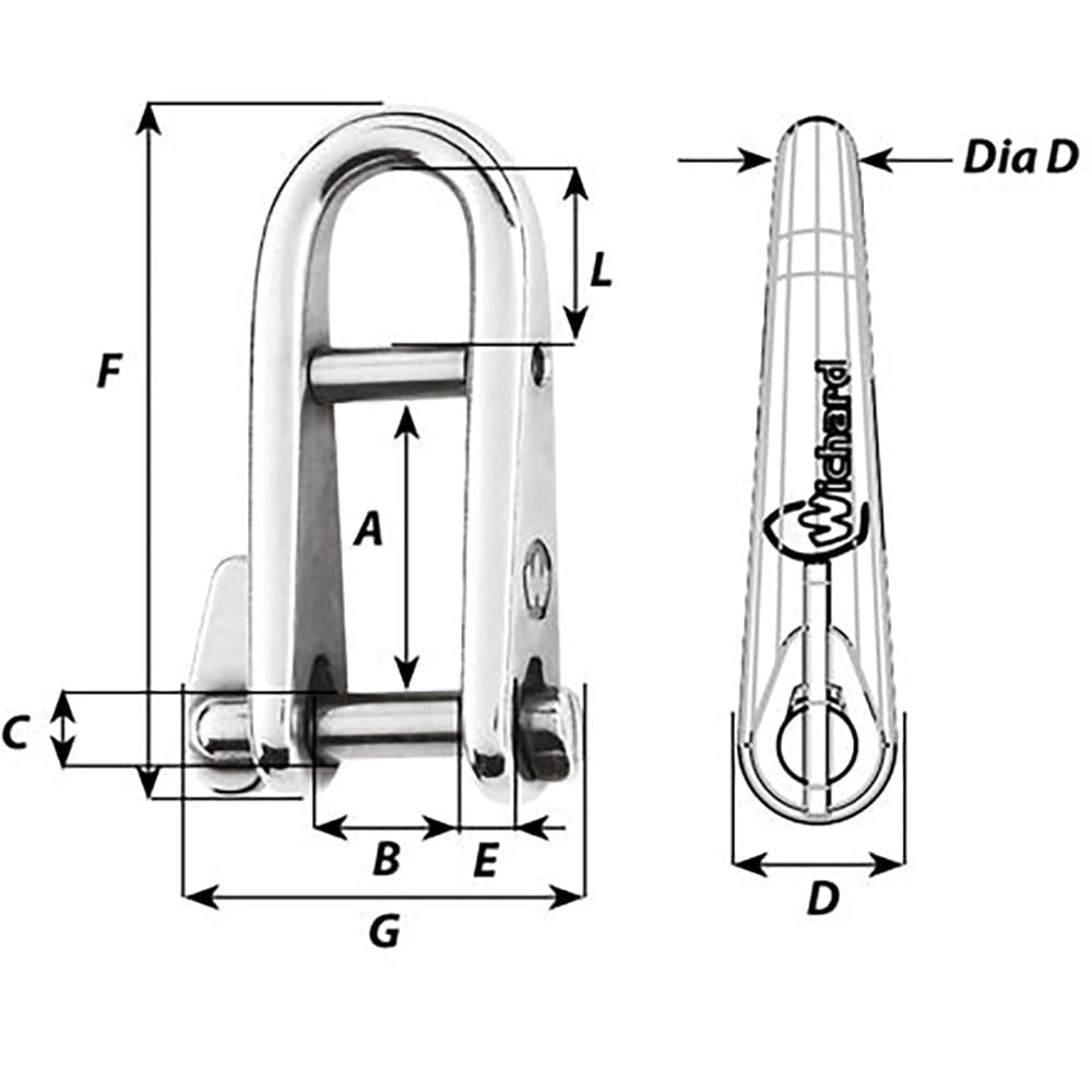 Wichard HR Key Pin Shackle With Bar - 6mm Pin Diameter [91433] - Twin Screws Marine Service