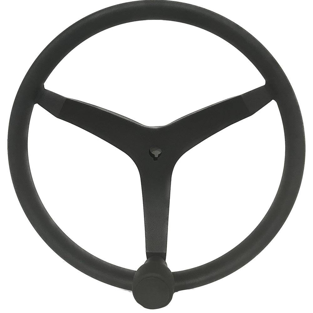 Uflex - V46 - 13.5" Stainless Steel Steering Wheel w/Speed Knob - Black [V46B] - Twin Screws Marine Service