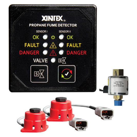 Fireboy-Xintex Propane Fume Detector, 2 Channel, 2 Sensors, Solenoid Valve  Control  20 Cable - 24V DC [P-2BS-24-R] - Twin Screws Marine Service