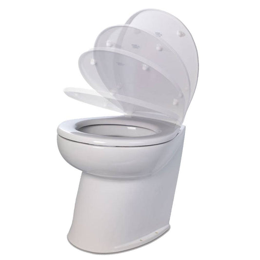 Jabsco Deluxe Flush 17" Angled Back 12V Freshwater Electric Marine Toilet w/Solenoid Valve  Soft Close Lid [58020-3012] - Twin Screws Marine Service
