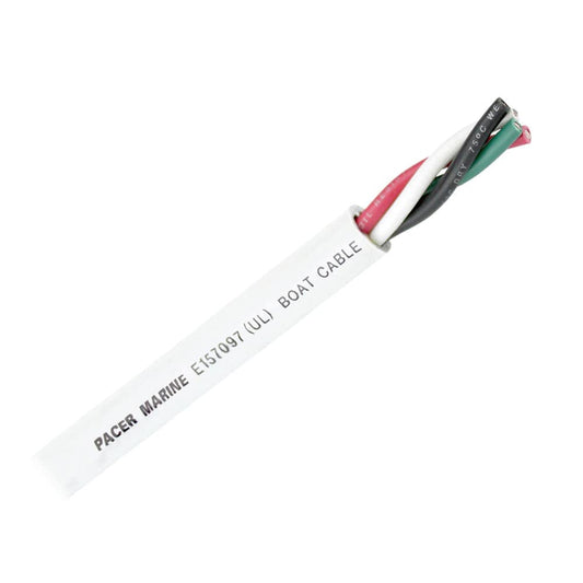 Pacer Round 4 Conductor Cable - 100 - 16/4 AWG - Black, Green, Red  White [WR16/4-100] - Twin Screws Marine Service