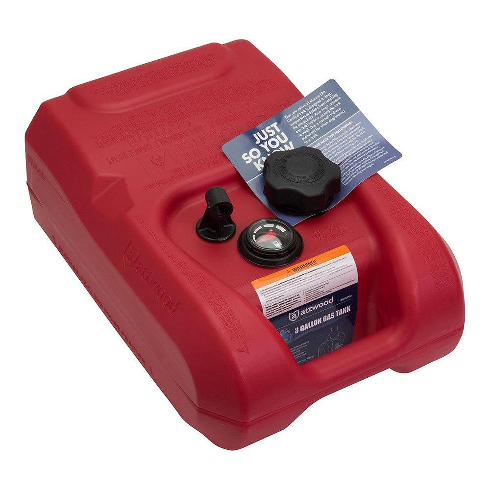 Attwood Portable Fuel Tank - 3 Gallon w/Gauge [8803LPG2] - Twin Screws Marine Service