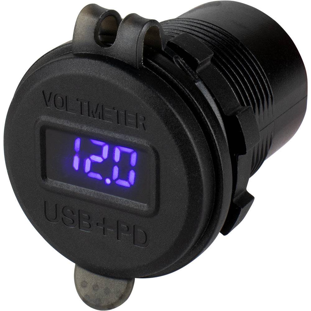 Sea-Dog Round USB  USB-C Power Socket w/Hidden Voltmeter [426518-1] - Twin Screws Marine Service