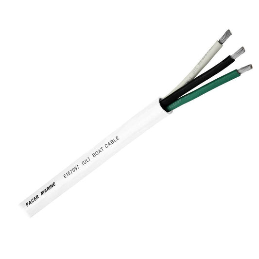 Pacer Round 3 Conductor Cable - 100 - 10/3 AWG - Black, Green  White [WR10/3-100] - Twin Screws Marine Service