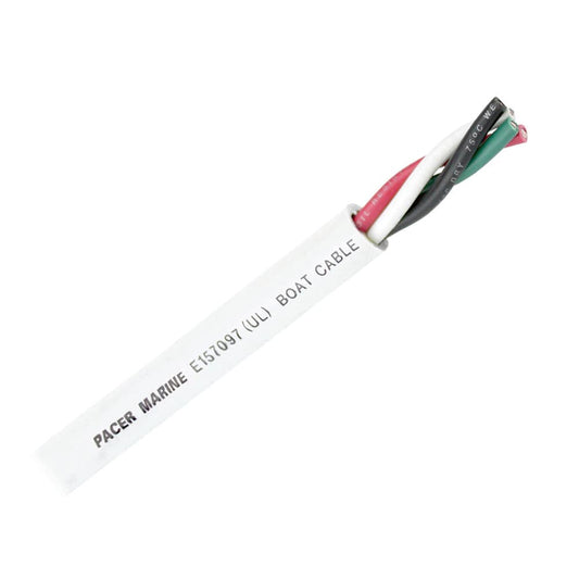 Pacer Round 4 Conductor Cable - 100 - 12/4 AWG - Black, Green, Red  White [WR12/4-100] - Twin Screws Marine Service