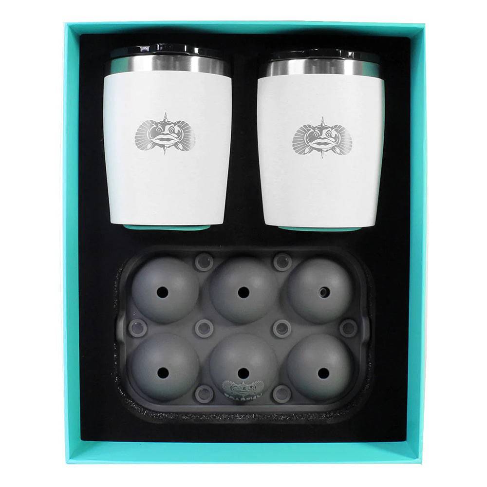 Toadfish Non-Tipping 10oz White Rocks Tumblers w/Ice Ball Tray - 2 Tumblers [1119] - Twin Screws Marine Service